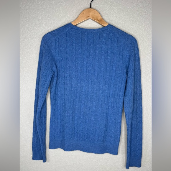 Tweeds 100% Cashmere Cable Knit Crewneck Sweater Size M Blue Knit Pullover - Picture 3 of 4